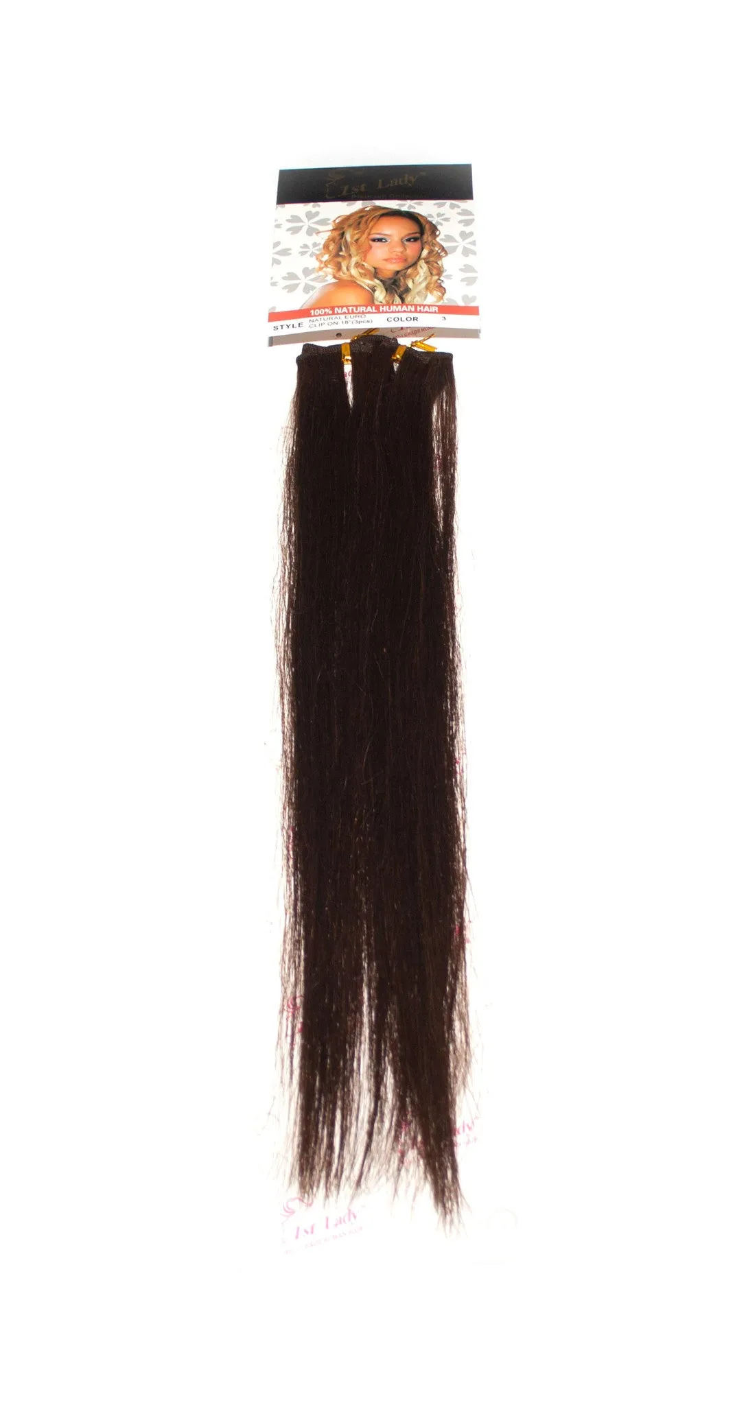 1st Lady Natural Euro Human Hair Blended Clip on Hair Extensions 18" (3Pcs)