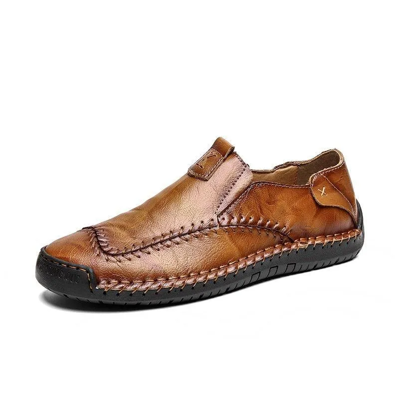 Italian Leather Men's Casual Shoes MCSZ06 Geometric Loafers
