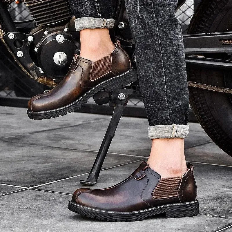 Leather Flats Oxford Brown Men's Casual Shoes #XS8298