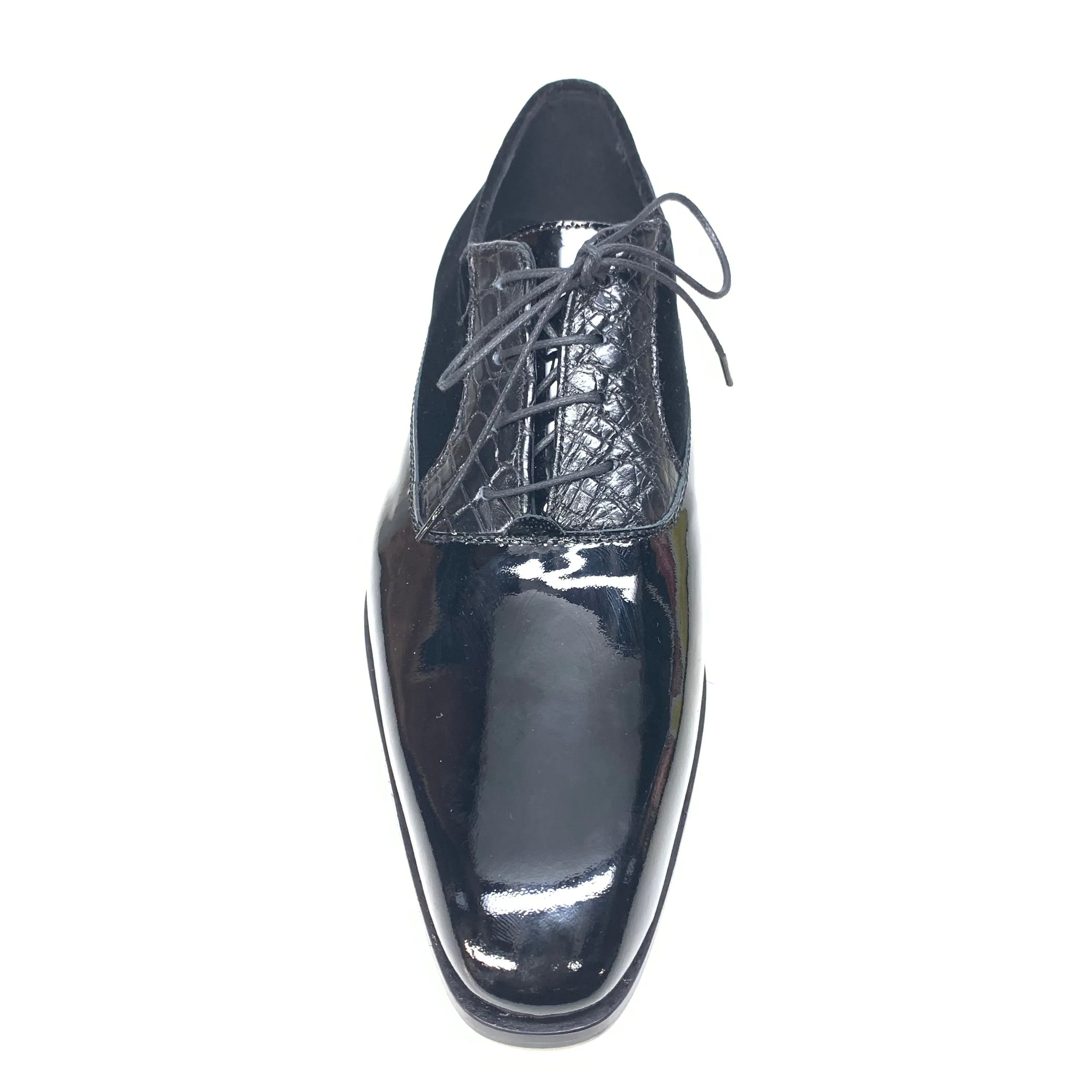 Mauri 4993/2 Black Crocodile/Velvet/Patent Leather Dress Shoes