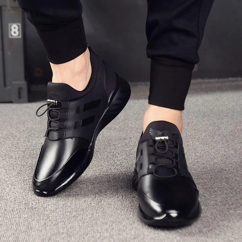 Men's Black Casual Shoes CSA41 Leather British Basic Shoes