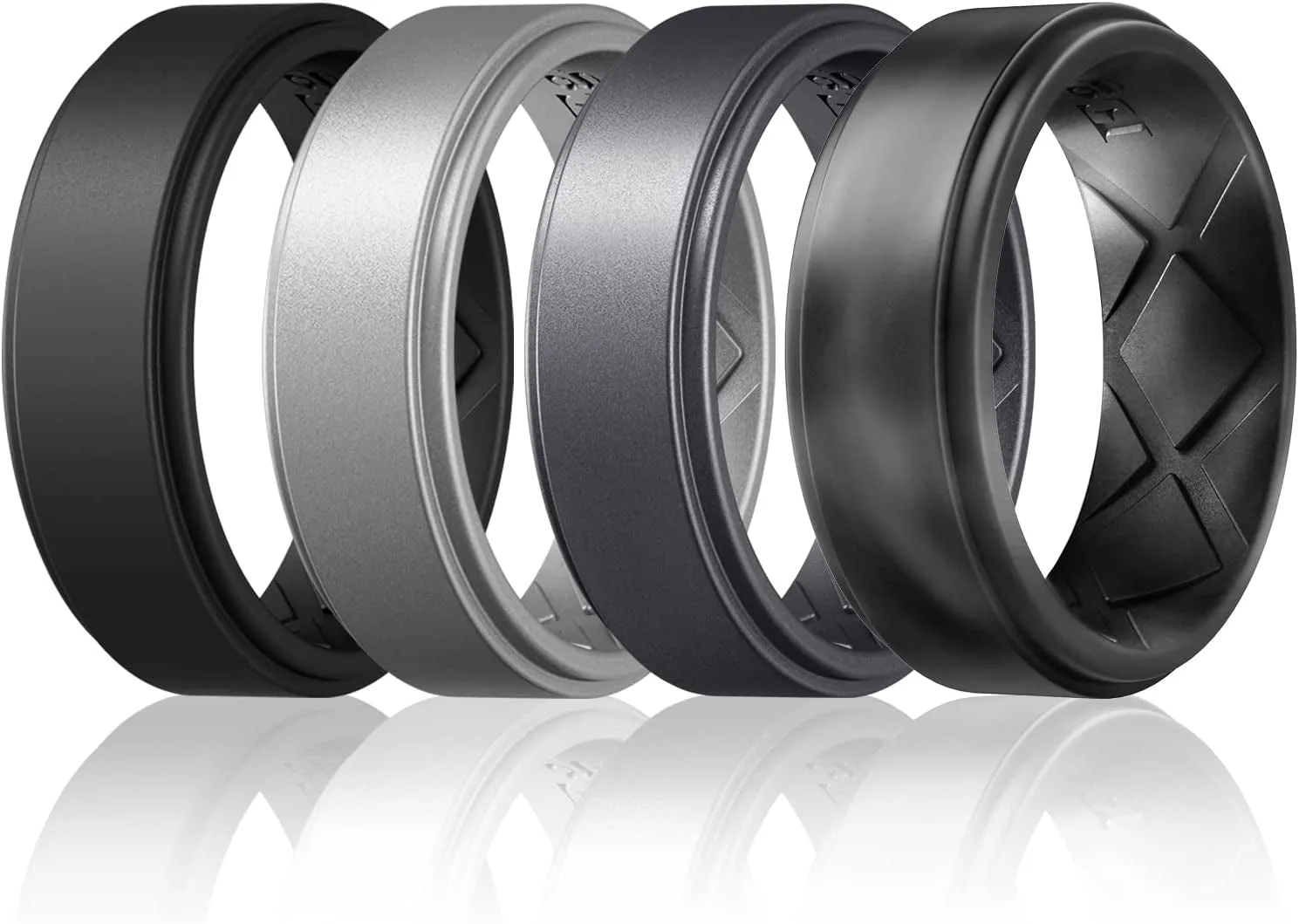 Silicone Wedding Rings Mens, 8mm Wide-2mm Thick