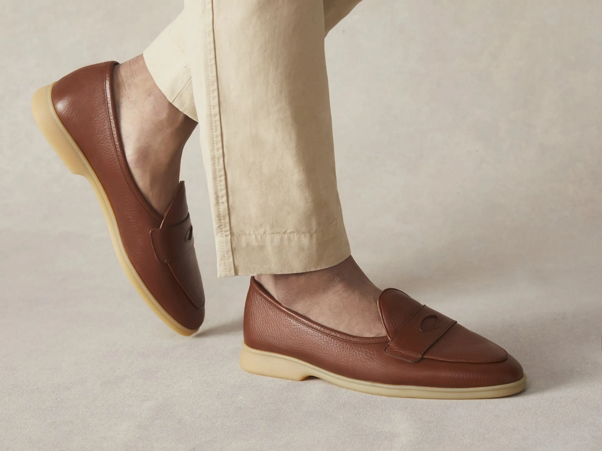 Stride Penny Loafers in Tan Moorland Calf