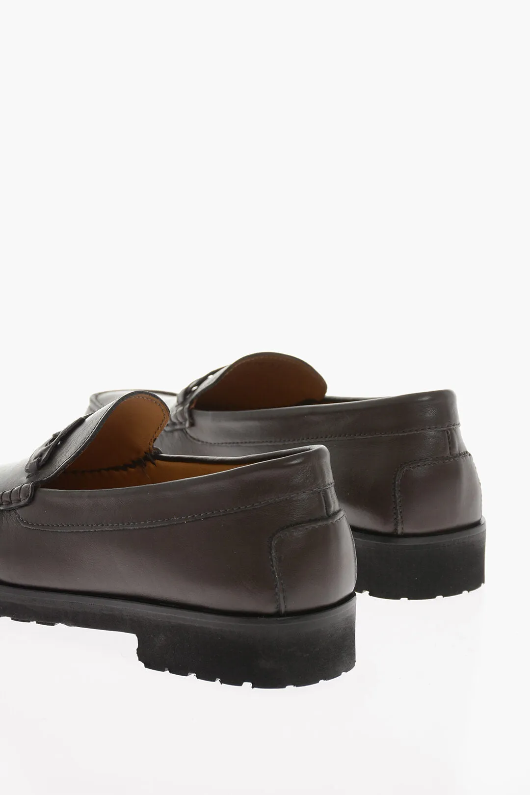 Testoni Solid Color Leather GARGANO Penny Loafers