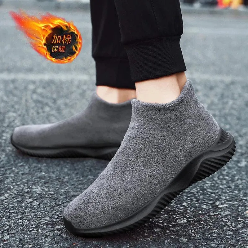 TZ202 Men's Fleece Casual Socks Shoes: Fashionable, Breathable Sneakers
