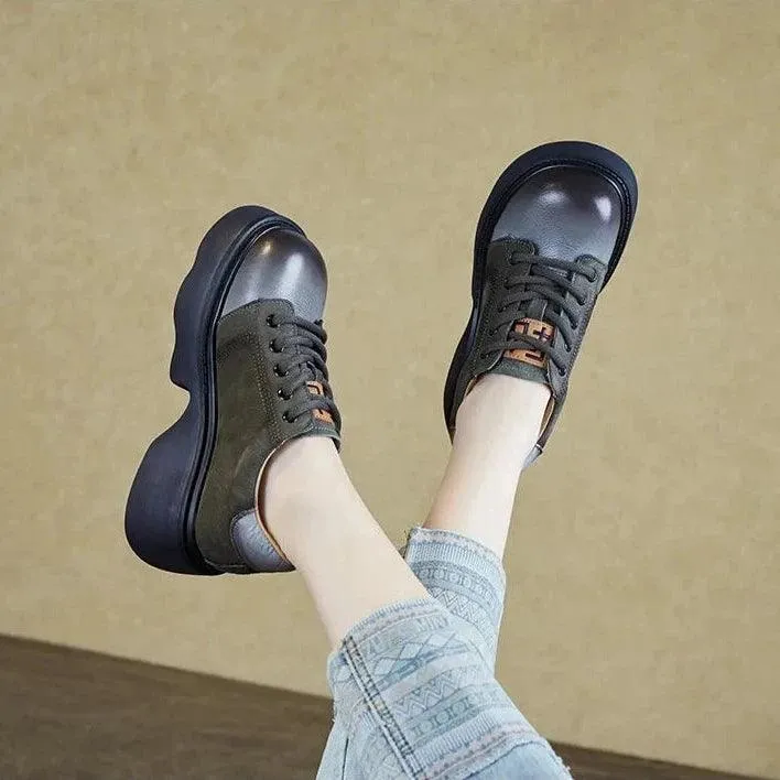Women's Casual Shoes - Genuine Leather with Thick Bottom - TSS147